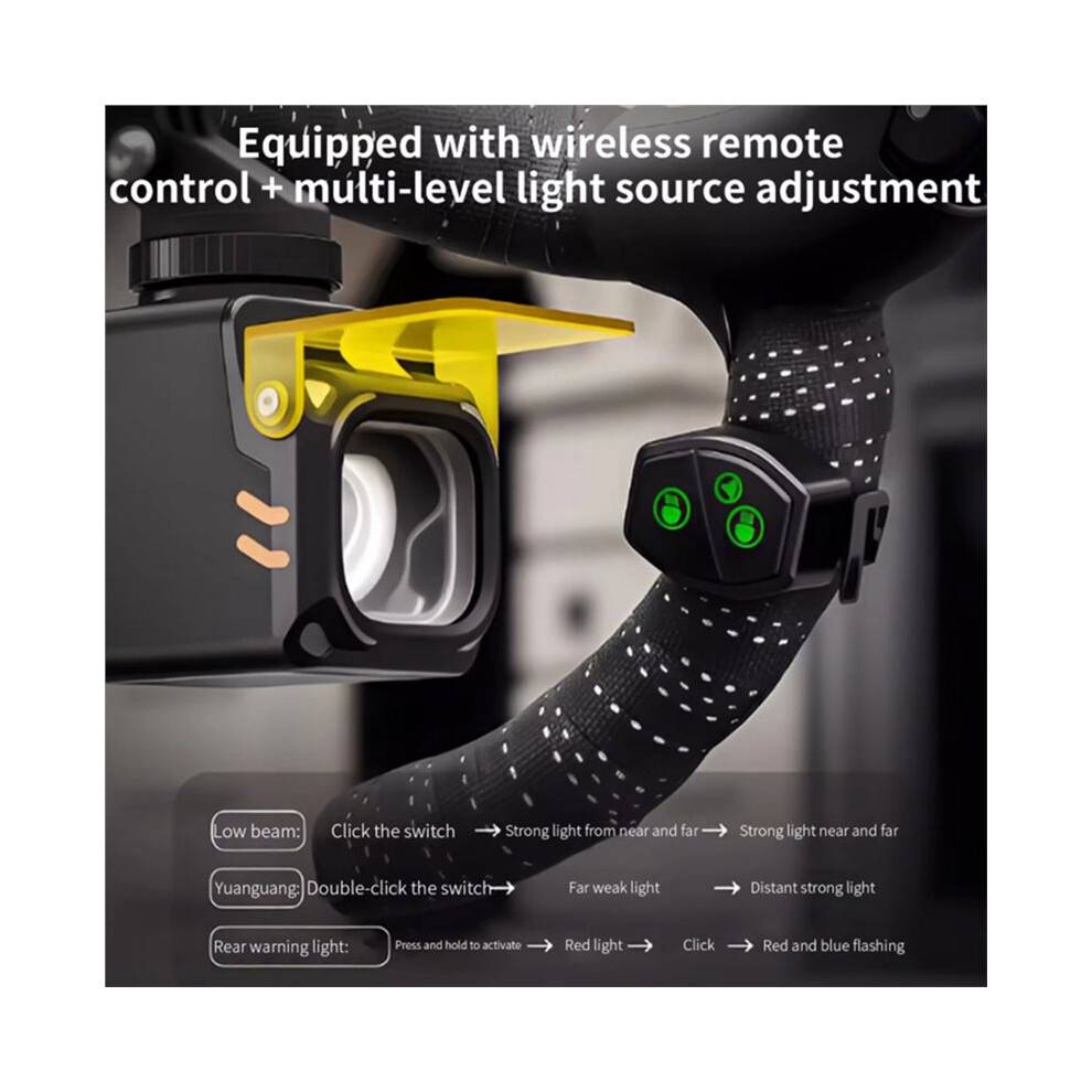 TOSUOD C1700 Bicycle Light with Q3 Taillight Round Handlebar Bracket Wireless Remote Control MTB Bike Front Lamp for Road
