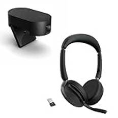 Jabra Evolve2 65 Flex – stereoheadset med Bluetooth – fungerar med alla ledande UC-plattformar + Jabra PanaCast 20 4K-webbkamera AI (pack)