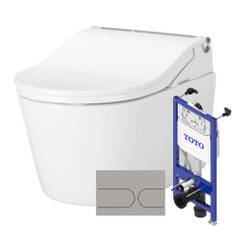 Toto Washlet RW duschtoalettpaket, rengöringsvänlig, vit/borstat rostfritt stål