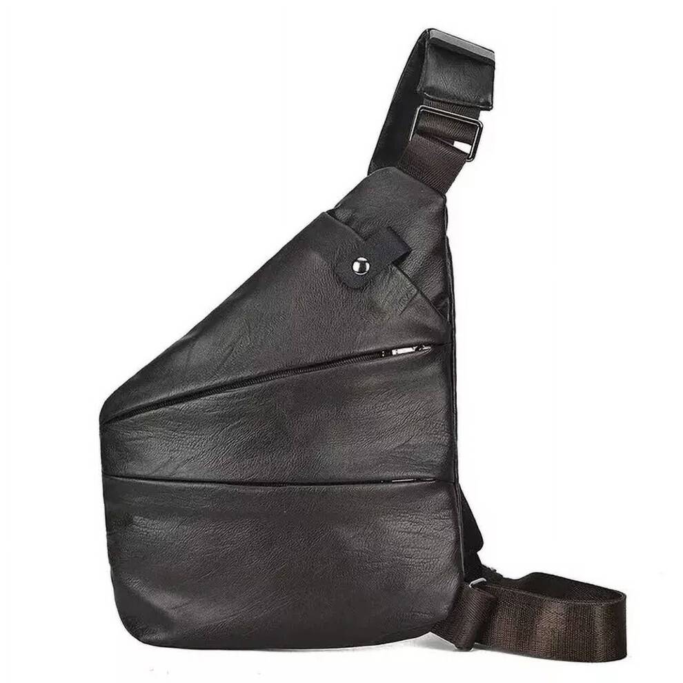 Crossbody-taske i læder til mænd, tyverisikret, letvægts, afslappet skuldertaske, brysttaske, udendørs, forretning, arbejde, rejser, vandreture,