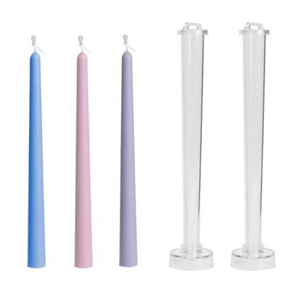 Akrylform för ljus med rund spets och lång stång, slätt plastverktyg för ljustillverkning, DIY-bröllopsdekoration och present - Vitt (En-Storlek)