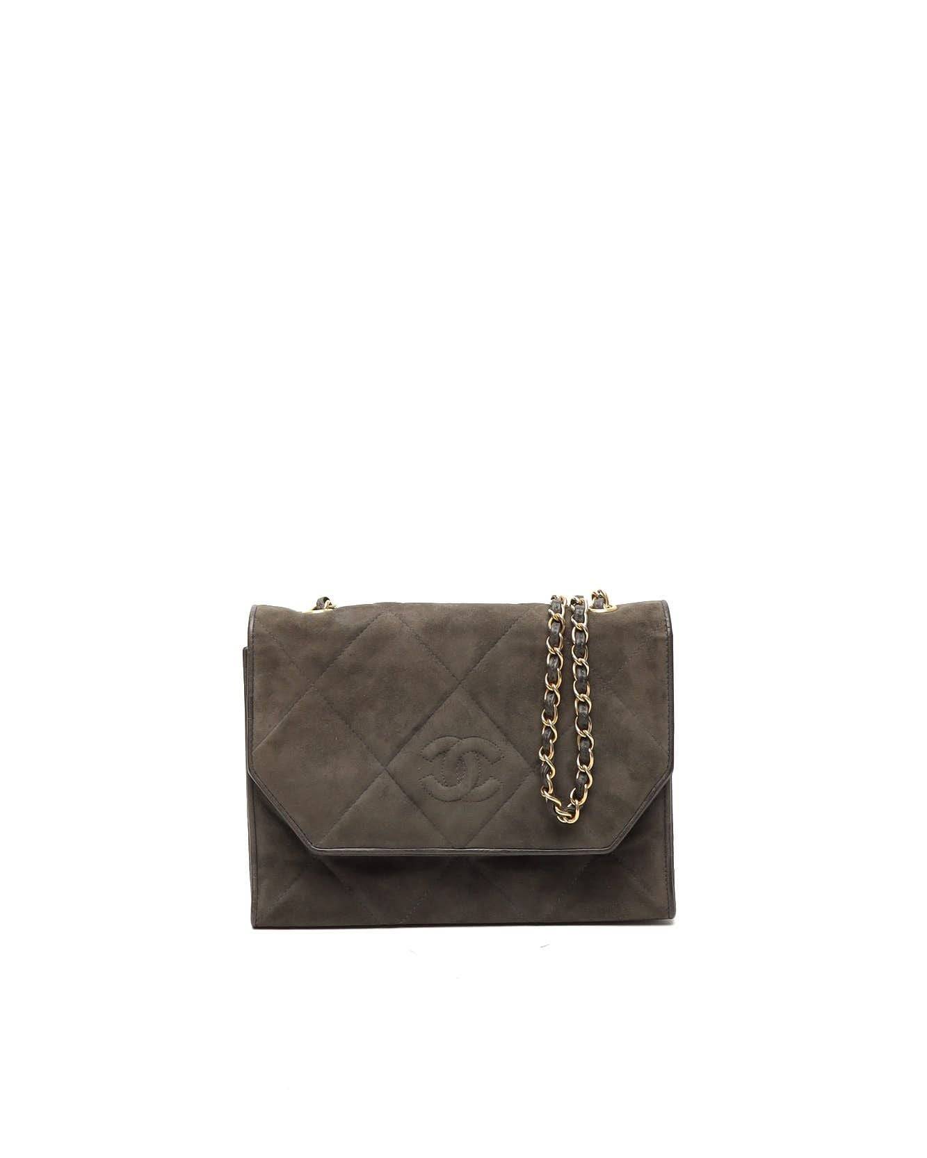 Chanel CC Suede Flap Bag - Grey - One Size