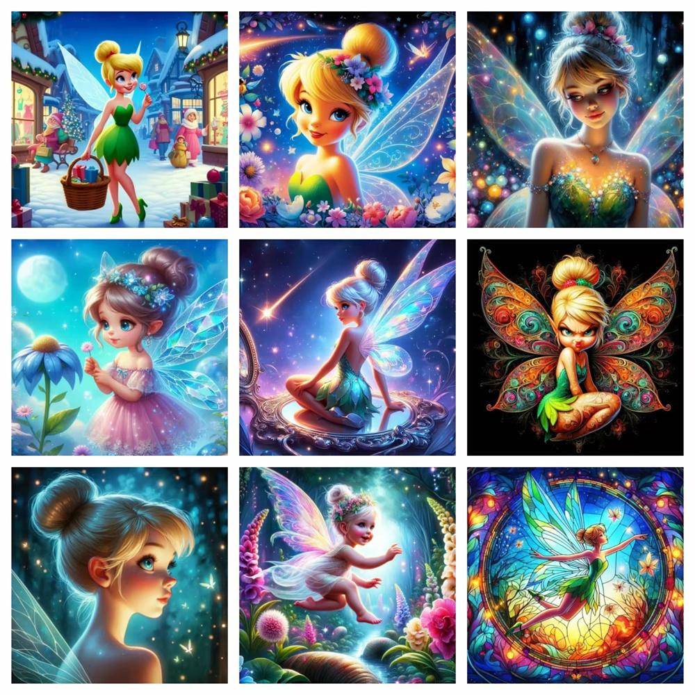 Disney Tinker Bell Älvsamling Diamantmålning Full av Diamanter DIY Handgjord Broderikonst Tecknad Dekorativ Målningssats