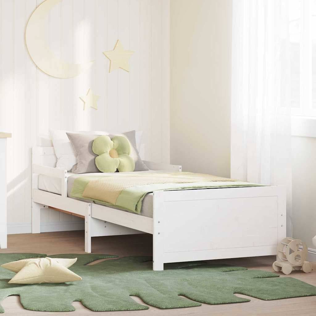 vidaXL Sängram med huvudgavel Vit 80 x 200 cm Konstruerat trä