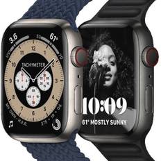 Apple Watch Series 7 Titanium 41 mm (2021) | GPS + Cellular | sølv | Sportsrem hvid M/L