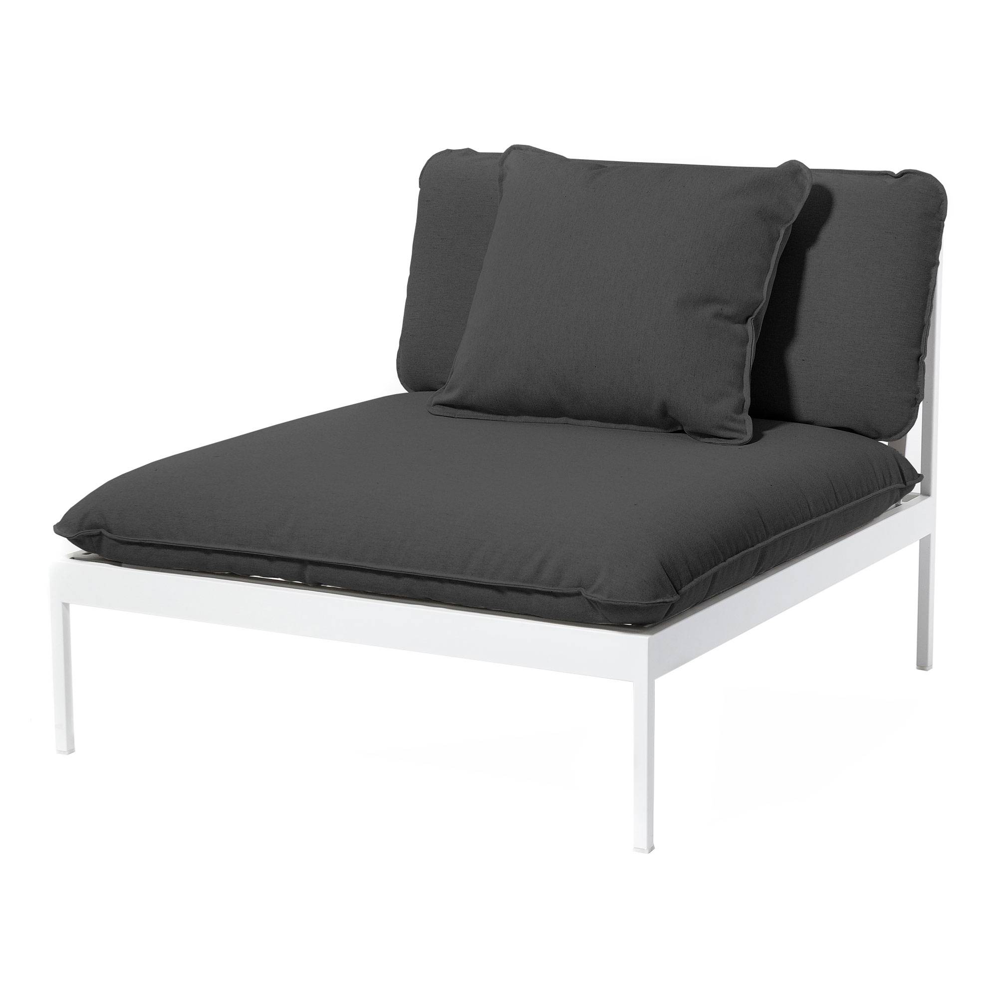 Skargaarden - Bönan Lounge Chair, Light Grey Aluminum Frame, Cushion Dark Grey Sunbrella Sling - Fåtöljer utomhus - Studio Norrlandet - Grå - Metall/Textilmaterial/Skum