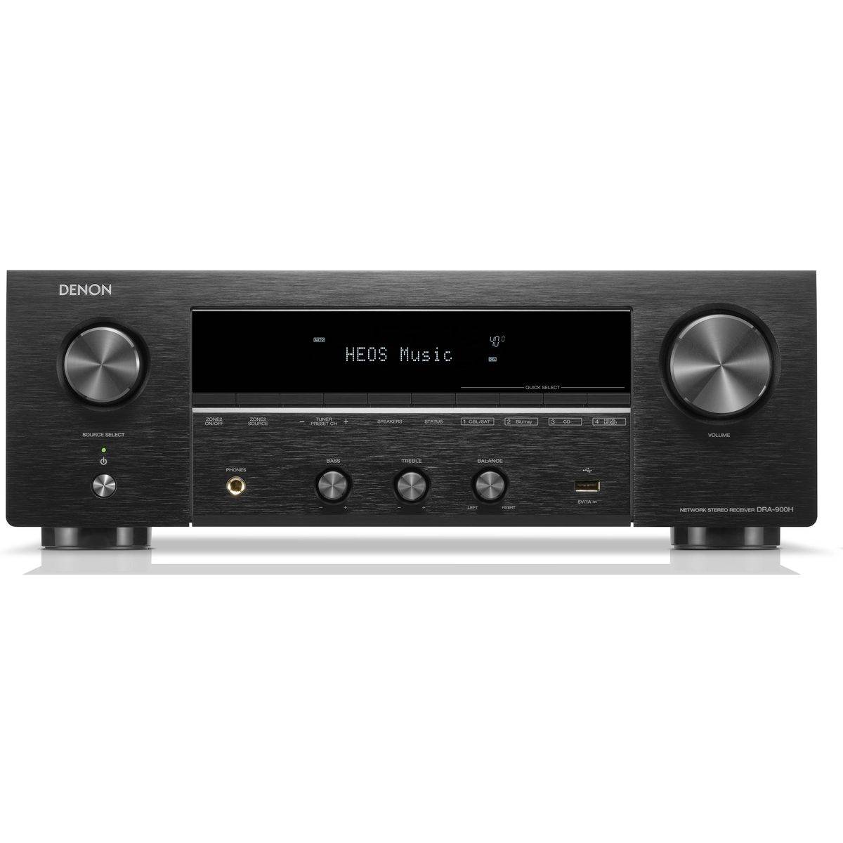 Denon DRA-900H svart - Stereo integrerad transistorförstärkare, Spotify, Tidal, Deezer, Amazon Music, AM/FM-mottagare