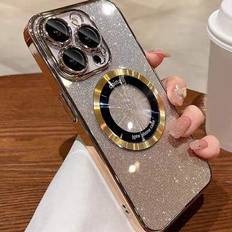 Ombre Glitter lyxigt elektropläterat magnetiskt telefonfodral Kompatibel med MagSafe-laddare, kompatibel med IPhone 11, IPhone 12 Pro, IPhone 12 Pro M - Champagne (Multi-size)