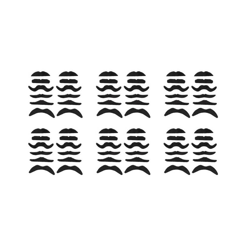 72 Pack Self Adhesive Assorted Fake Moustache / Mustache Set Fancy Dress Party Birthday Stylish