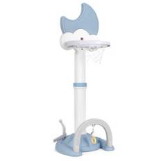 4 i 1 børns basketballkurve sæt med basketball & Fodbold & Ringkast basketball stativ blå