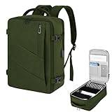 VOESLD Reseryggsäck, kabinväska, 45 x 36 x 20 cm, Easyjet-väska, 40 x 20 x 25 cm, väska för Ryanair, ryggsäck för bärbar dator, fritidsryggsäck med USB-port, för män och kvinnor, Färg: grön, 45x36x20