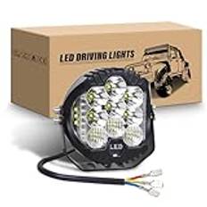 RIGIDON 5 tum 50 W LED-arbetsstrålkastare, rund LED-ljusstång 12 V 24 V vattentät för traktor off road lastbil terrängbil 4 x 4 fordon, 6 000 K körlampa