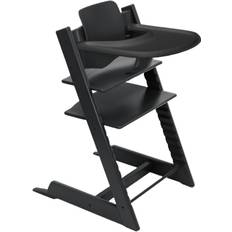 Stokke Tripp Trapp Stol Black + Babyset + Tray Black - Højstole hos Magasin