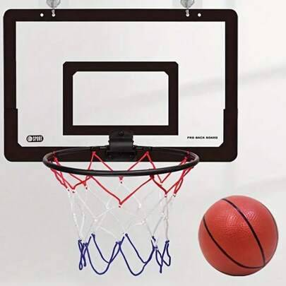 1 set väggmonterad basketkorg, transparent basketplanka, inomhusbasketutrustning (slumpmässig färg på luftpumpen) - Multifärgad (svart,gul,röd,Svartvit)