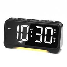 Digital Väckarklocka, LED Väckarklocka Digital med 2 Alarm, Snooze, 5 Ljusstyrka och Volym Justerbar, 12/24H, Nätdriven, 3 Nivåer Nattljus, Weekend Läge, Digital Klocka för Säng Sovrum