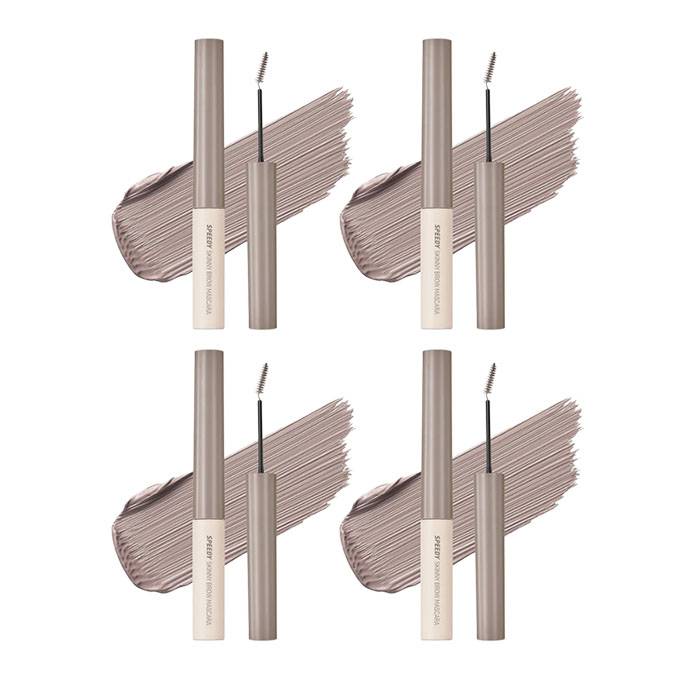 peripera - Speedy Skinny Brow Mascara - 3g - 10 Hazy Ash (4ea) Set - black