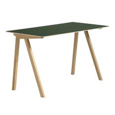 HAY - CPH90 2.0 Desk Lacquered Oak Frame L130 X W65 X H74 Green Linoleum Tabletop Lacquered Edge - Skrivbord - Ronan & Erwan Bouroullec - Grön - Trä