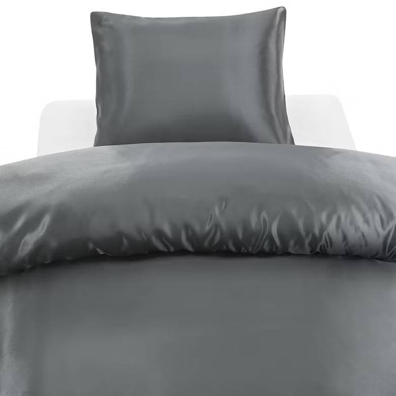 Bäddset Glamoursatin Antracite Enkeltäcke 150x210 Borganäs of Sweden