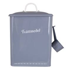 Blå Tvättmedel tvättmedelsburk emalj med skopa retro shabby chic lantlig stil