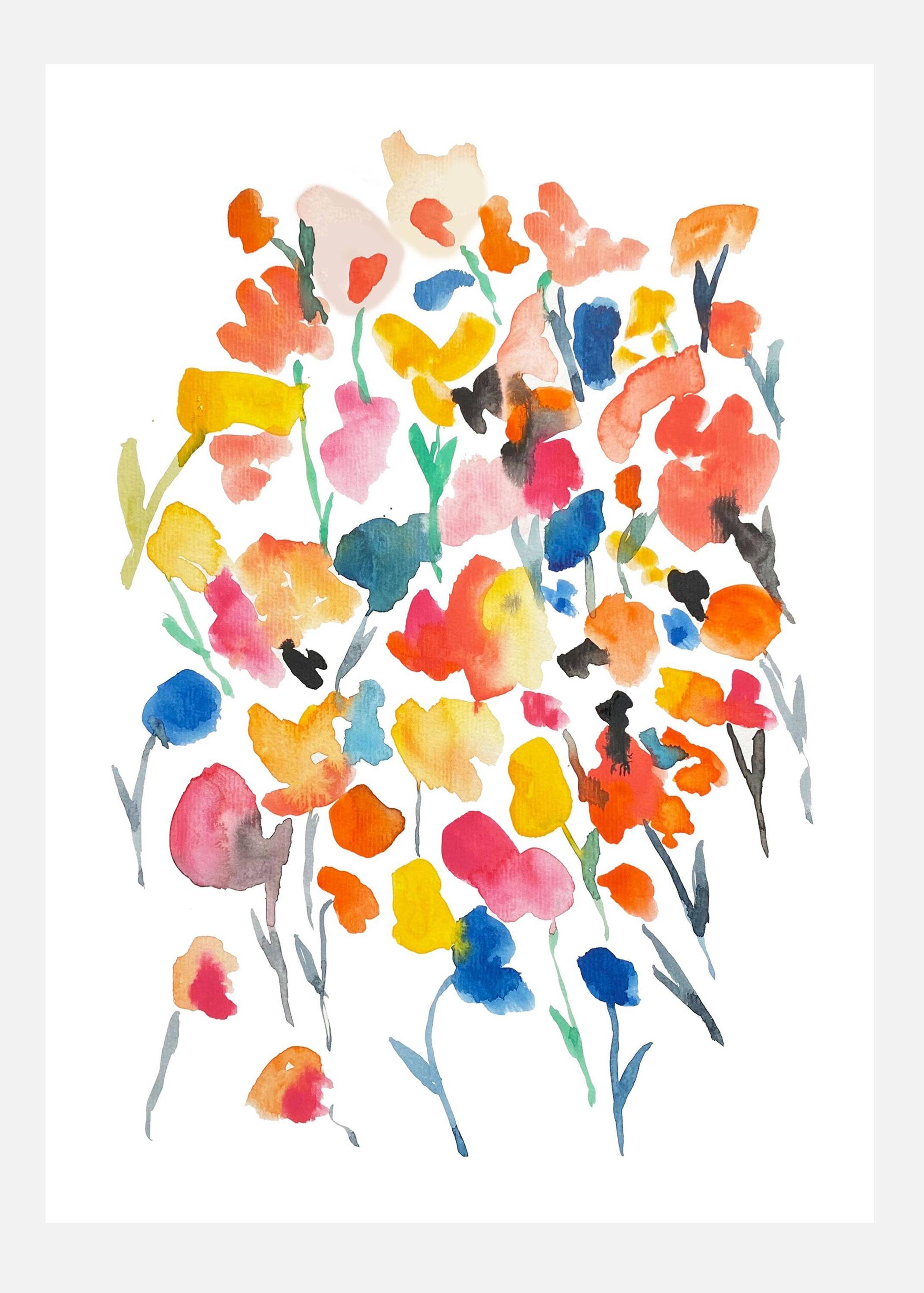 Flowers In Watercolor Canvastavla (30x40 cm)
