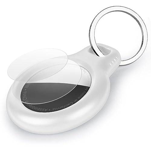 AXFEE Airtags nyckelring i plast, lufttagghållare för GSP Apple, Airtag nyckelfodral för ryggsäckar och djur, bärbar, repfri, håller en stark signal - svart/blå/vit/rosa röd/sjön blå
