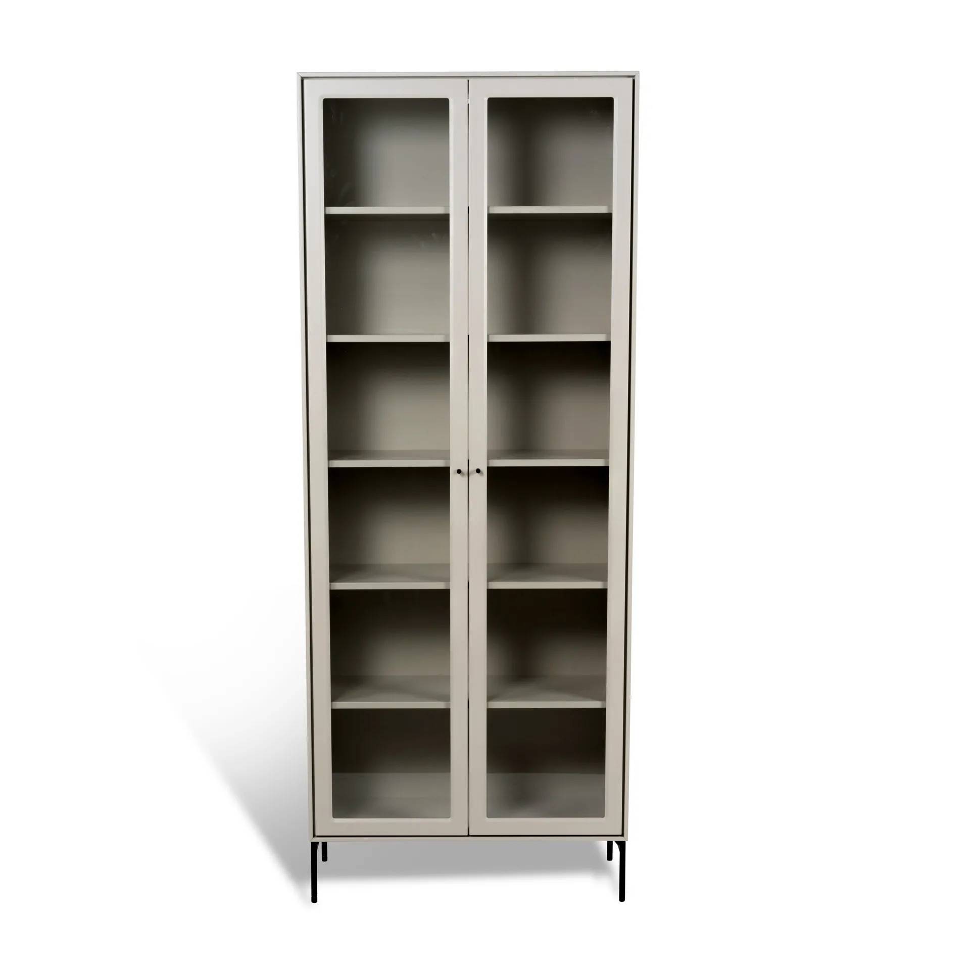 Mavis Volt vitrinskåp 190 cm beige Detaljer i svart