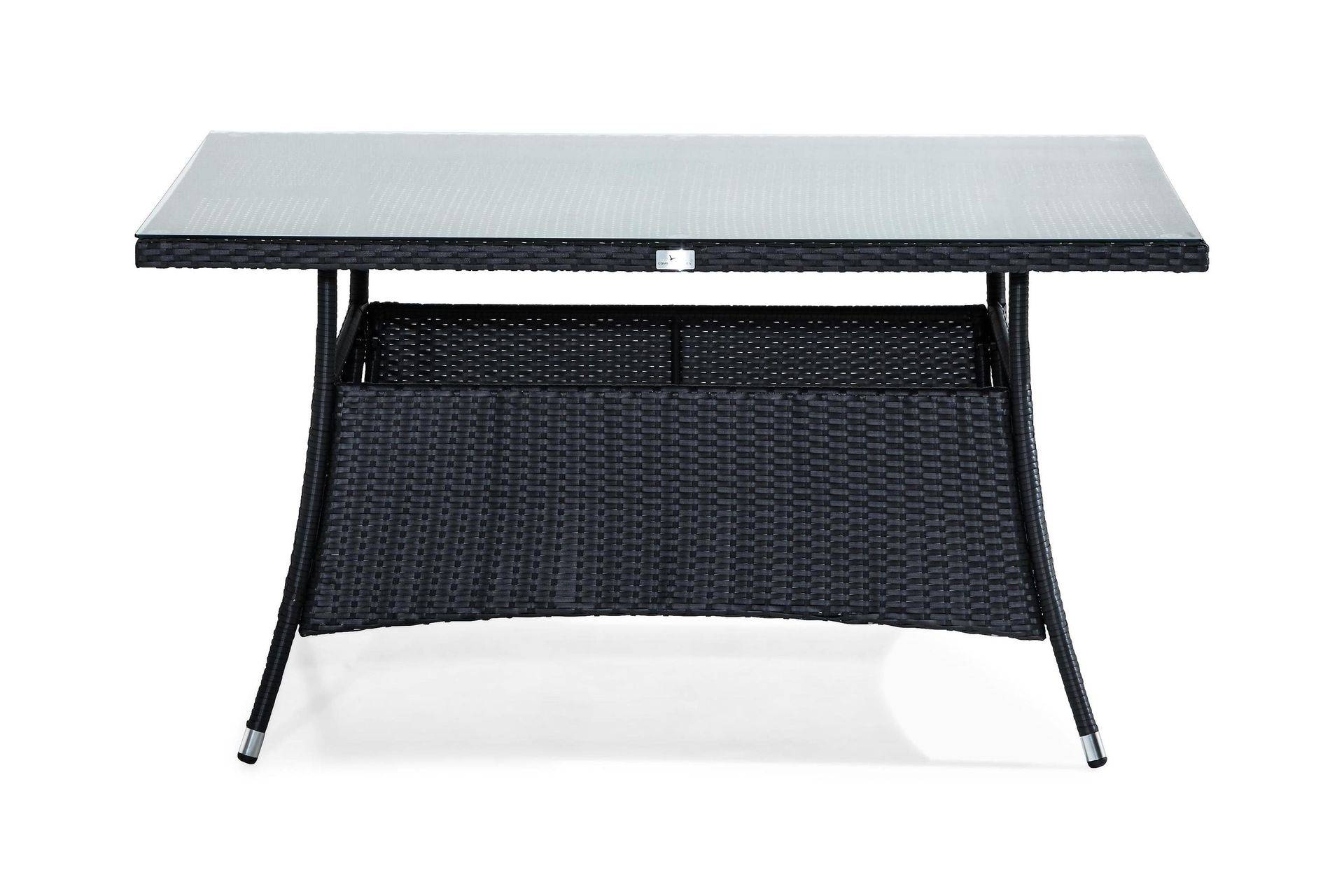 Comfort Garden Thor Utebord – Matbord Utomhus 140x90 cm i konstrotting med glasskiva - Svart Matbord ute