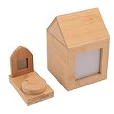 Pet Memorial Urn Pet Urn Box, Memorial Pet Ashes Box, Pet Photo Urna Husform Vacker Robust Struktur Minnesmärke Pet Ashes Box for Cat Hund (Liten kombination)