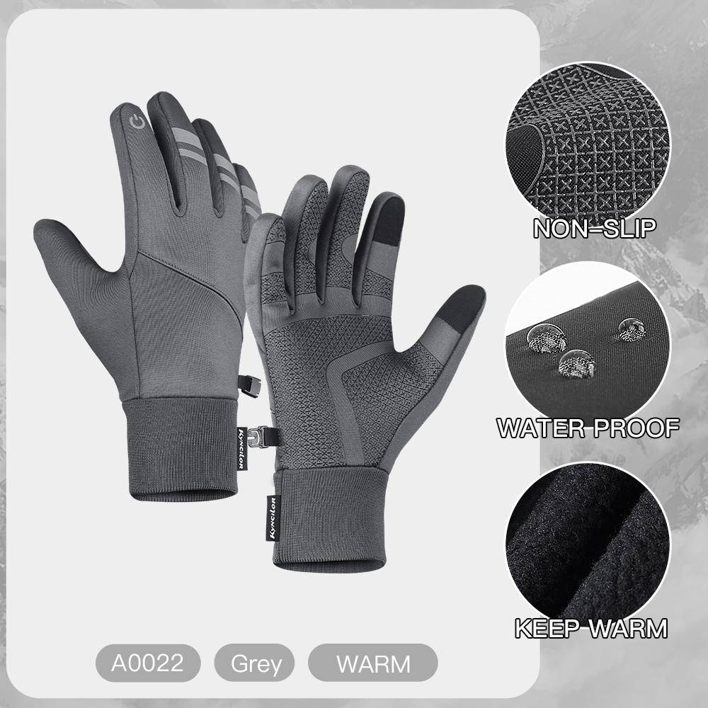 3M Gloves Black Waterproof Winter Warm Touch Screen Motorcycle Ski Snowboard Gloves for Men Outdoor Sports Riding S grå färg