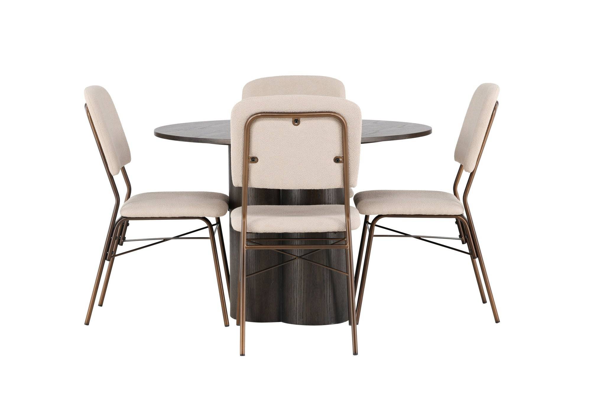 Venture Home Olivia spisebord - Mocca / Mocca Veneer +Seda Spisebordsstol - Matte brown / Beige Fabric _4