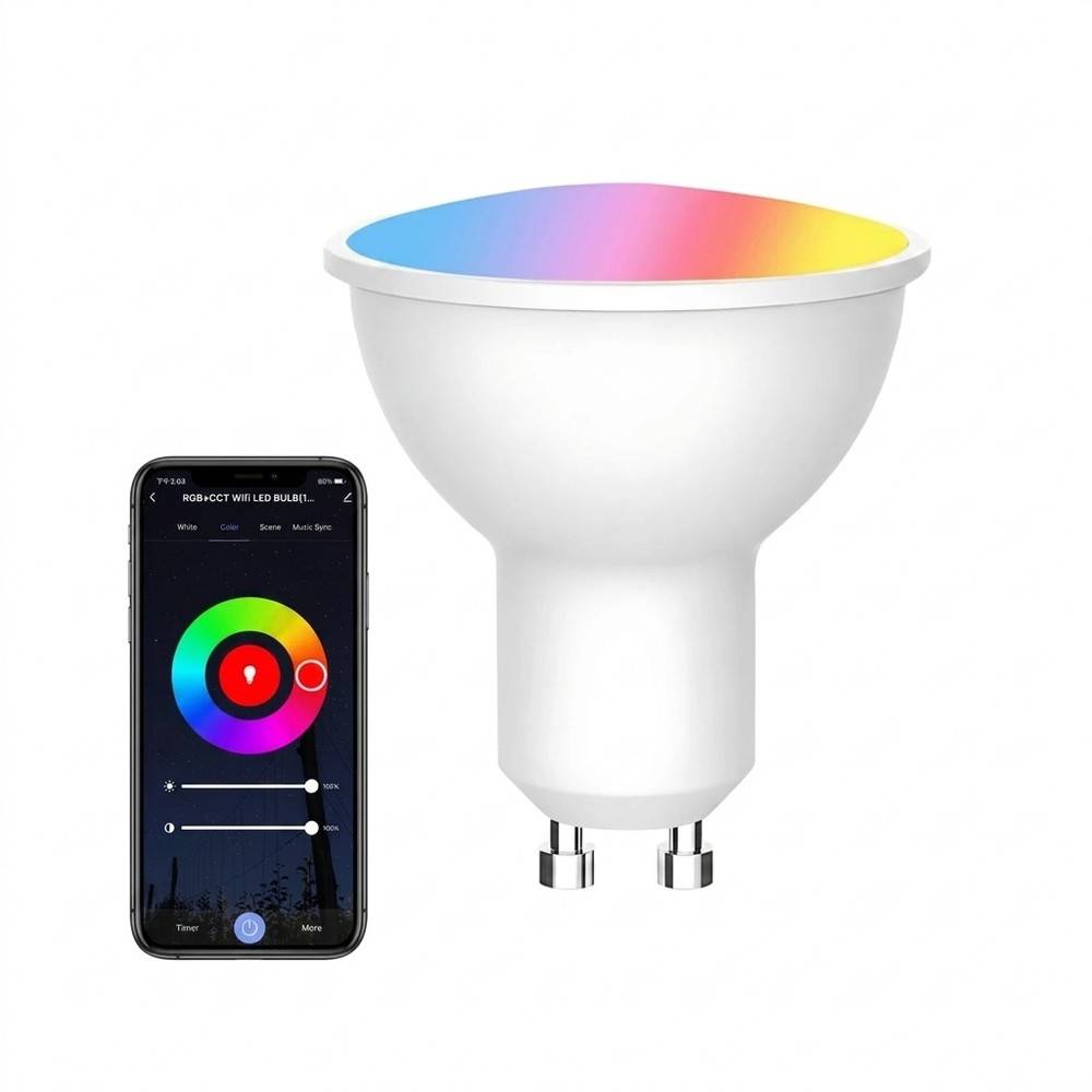 V-Tac 5W Smart Home LED lampa - Tuya/Smart Life, fungerar med Google Home, Alexa och smartphones, GU10 Spot - Dimbar : Via Smart Home, Kulör : RGB + CCT (Varm till Kall Vit)