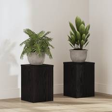 Växtställ 2 pcs Svart ek 20 x 20 x 30 cm Konstruerat trä