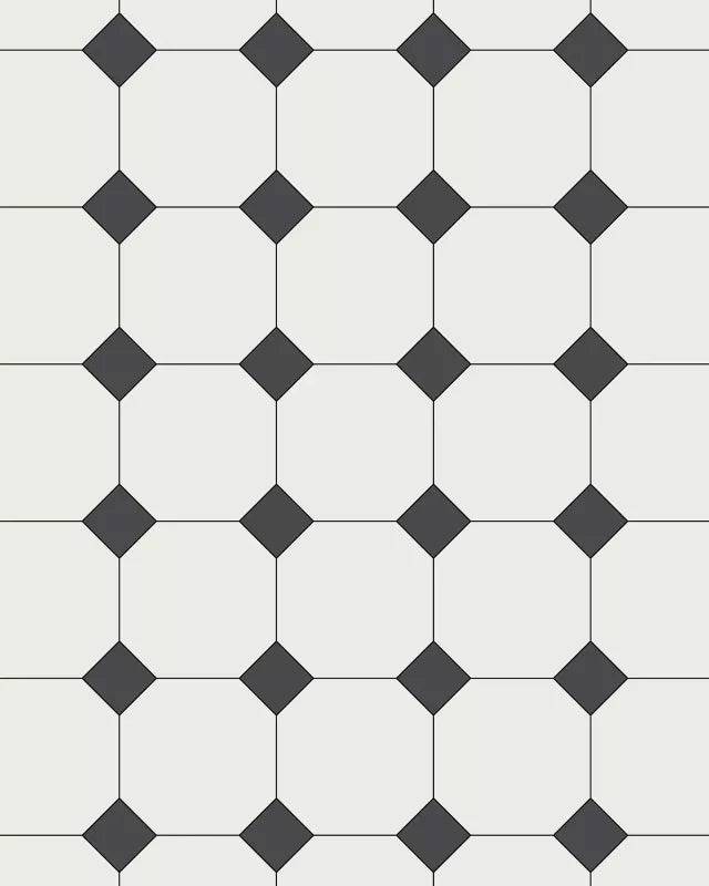 Oktagonklinker - 15 x 15 cm vit/svart
