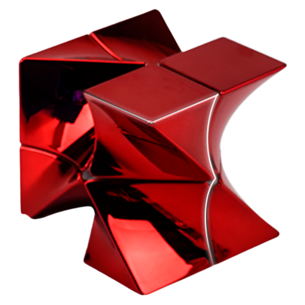 DianSheng Twisted 2x2 Cube Stickerless Plated Rose Red (Electroplated Metallic Finish)