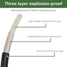 Pressure Car Washer Hose PVC Extension Hose 10m Three Layer Explosionproof and Ultra 6m with Extension Connector svart