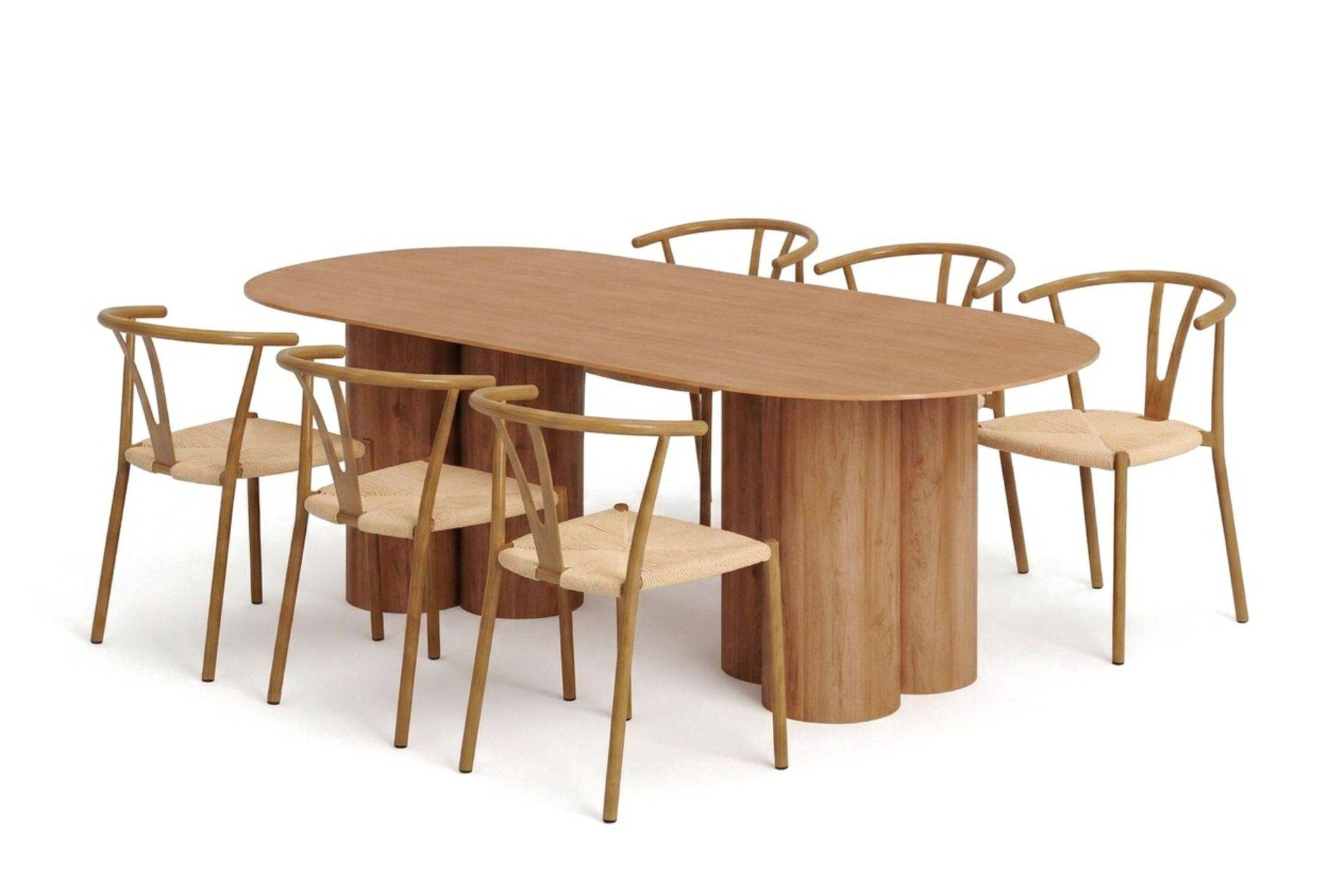Juno Matgrupp rektangulärt 220 cm Ek med 6 Elysia Matstolar - Brun