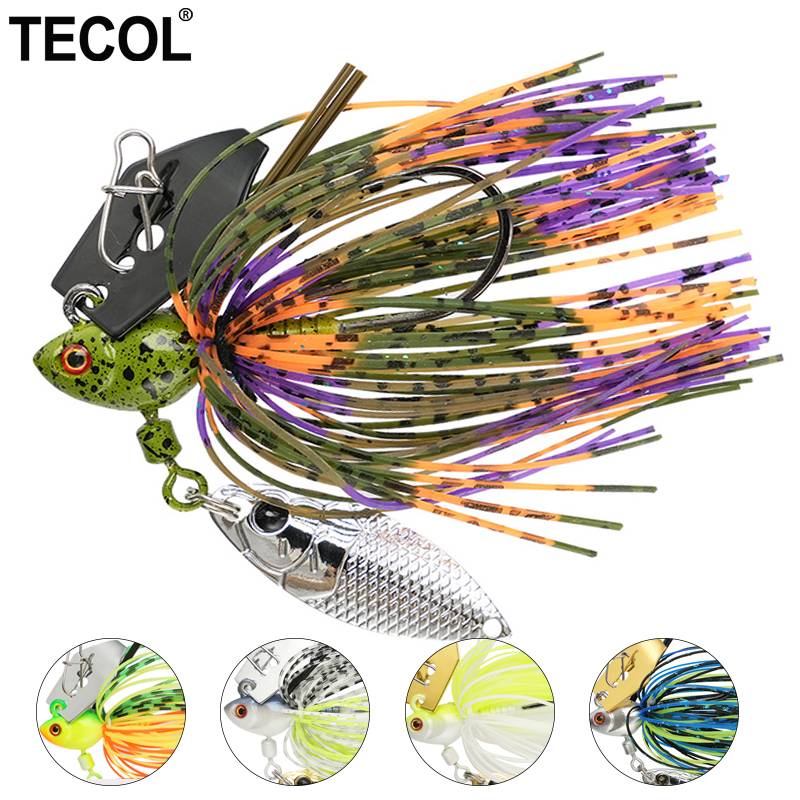 TECOL 13G Bladed Jig Head Rubber Skirt Spinner Bait Weedless Chatterbait Buzzbait Jig Lure For Bass Wallleye Pike