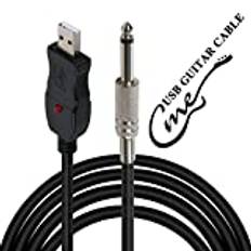 Loopelectronic USB-inspelningskabel för anslutning av gitarr eller bas till PC, med adapter, omvandlare, anslutningsgränssnitt, USB till 6,5 mm uttag – 3 m