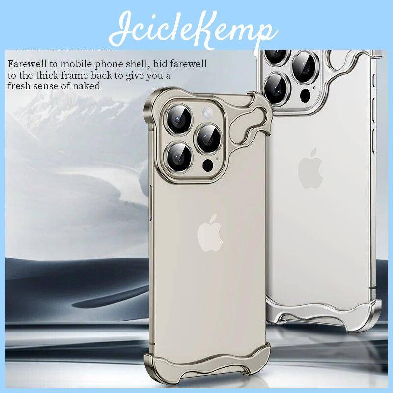 Ramlöst Metallskal För Telefon Iphone 13 14 15 Pro Max Plus Aluminium Alien Titankoppar Bumper Cover För Apple Iphone 13 14 15 Promax svart