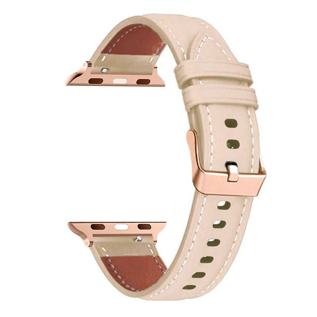 Apple Watch 38/40/41/42mm Urrem i ægte læder – Beige