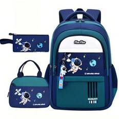 3pcs/Set Space Element Printed Backpack, Zipper Closure Casual Backpack Suitable For School, Work, Travel, Sports, Commute, Daily Use, Large Capacity, - Multicolor