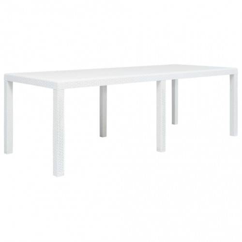 Trädgårdsbord vit 220x90x72 cm konstrotting