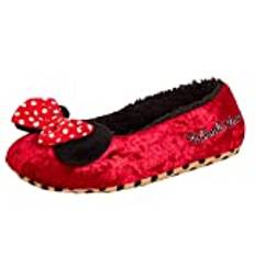 Disney Mimmi Pigg-tofflor för kvinnor flickor tonåringar slip-on balett pump toffelstrumpor, Röd, 38 EU