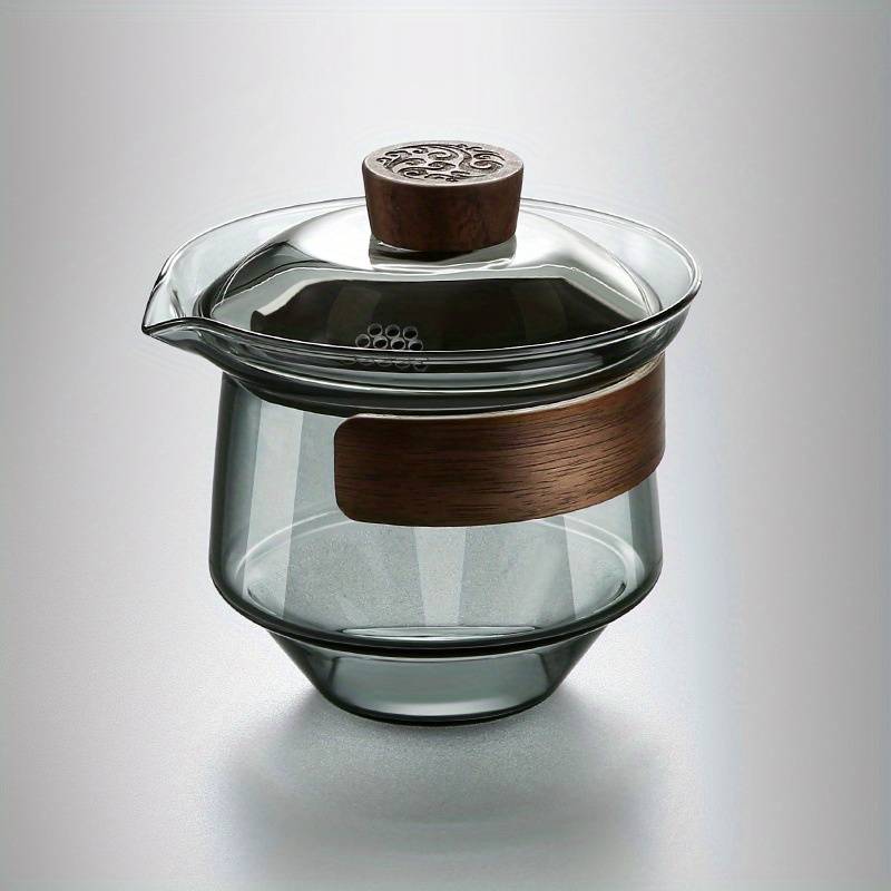 Kaplan 1pc Glass Tea Cup Tea Personal Use Tea Cup Heat Resistant Anti-scald Tea Bowl With Lid Fu Tea Set Holiday Gift-thanksgiving, Halloween, Christmas