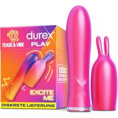 Durex Tease & Vibe 2 in 1 Vibrator mit Teaser-Spitze - Sexspielzeug für Frauen, Männer & Paare - Sex Toy mit Vibration in 7 Stufen - Wasserfest, leise & USB-aufladbar