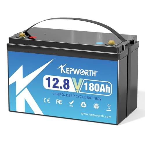 KEPWORTH 12V 180Ah LiFePO4 litiumbatteri djupcykelbatteri med 100A BMS, 4000-15000 livscykler, perfekt för off-grid, husbil, Husvagnar, Solcellsanläggningar