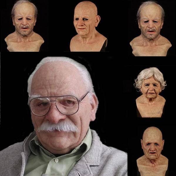 New Old Man Masks Halloween Cosplay Rekvisita Skrämmande Skräck Facepiece Unisex Vuxen brown