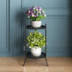 TEMU Stylish Metal Plant Stand, Flower Pot Stand, Indoor/outdoor Decoration Flower Pot Stand To , Suitable For Balcony, Porch, Garden And Home Decoration Shelf