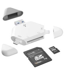 SD-Kartenleser, 3-in-1-Speicherkartenleser für iPhone/iPad, USB-C- und USB-A-Geräte, Kamerakartenadapter, Wildkamera-Viewer, kompatibel mit Windows, Mac OS, Linux, Android Plug&Play, unterstützt SD/TF