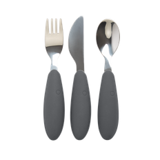 Bibs bestik til småbørn, bestik sæt med ske, gaffel & kniv i Iron